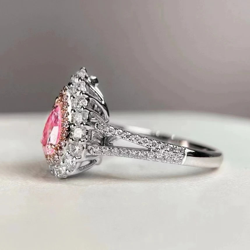 SGARIT Fine Jewelry 5.26g 18k Gold 0.528ct Fancy Pink Real Diamond Ring Jewellery for Woman Engagement Wholesale