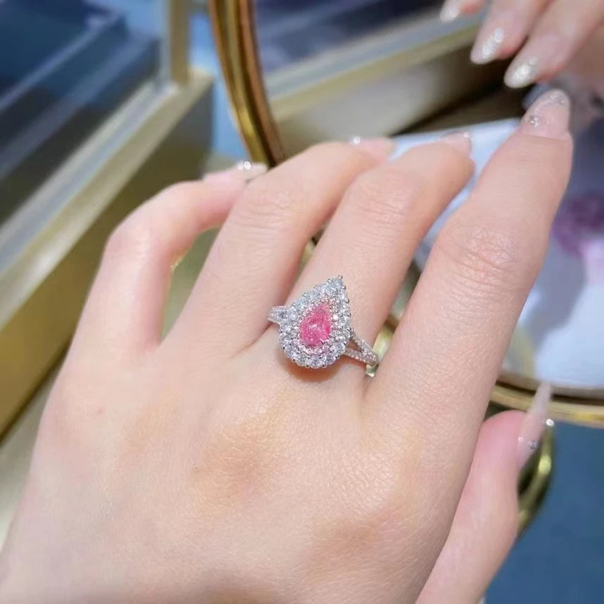 SGARIT Fine Jewelry 5.26g 18k Gold 0.528ct Fancy Pink Real Diamond Ring Jewellery for Woman Engagement Wholesale