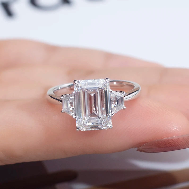 Messi Jewelry MSR-1306 18k White Gold 3.5CT Lab Grown Diamond Jewelry Wedding Ring for Women