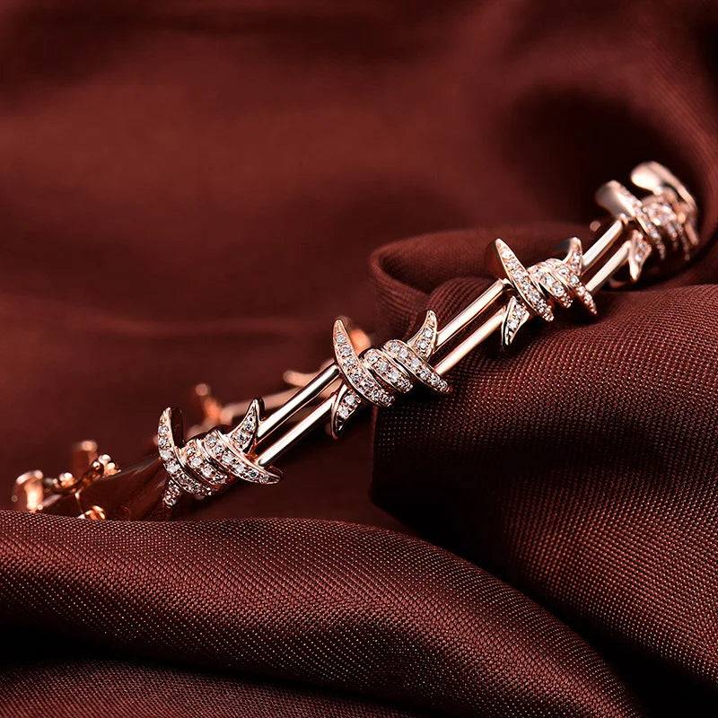 LOVERJEWELRY Diamonds Bangles Lady Wedding SI Genuine Diamonds Real 18Kt Rose Gold Bracelets for Women Luxury Lewels 2024