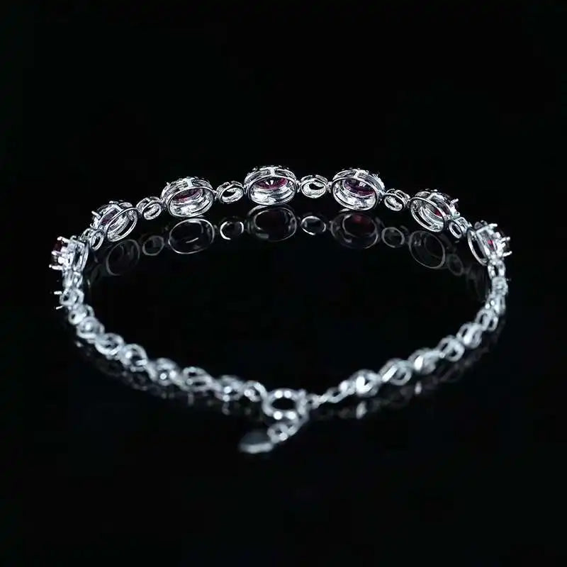 SGARIT 18K White Gold Vintage Ruby & Diamond Bracelet – 2.45CT (GRC Certified)