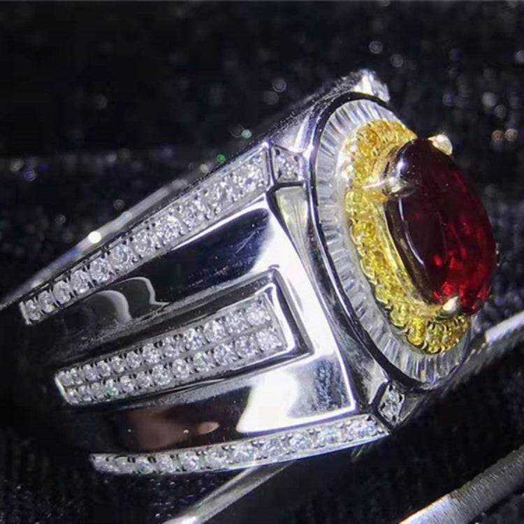 SGARIT Grand Luxury Jewelry Men High Quality Gemstone AU750 18k Gold Pigeon Blood 3.22ct Natural Unheated Ruby Men's Ring - The Sparkling Squirrels & Co.
