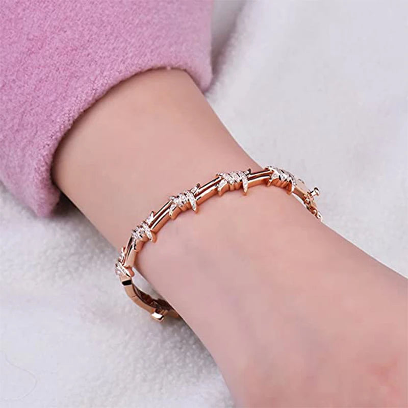 LOVERJEWELRY Diamonds Bangles Lady Wedding SI Genuine Diamonds Real 18Kt Rose Gold Bracelets for Women Luxury Lewels 2024