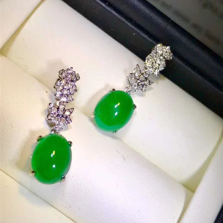 18k Gold South Africa Real Diamond Natural Emerald Drop Earrings for Women Gemstone Top Quality Emerald Jewelry