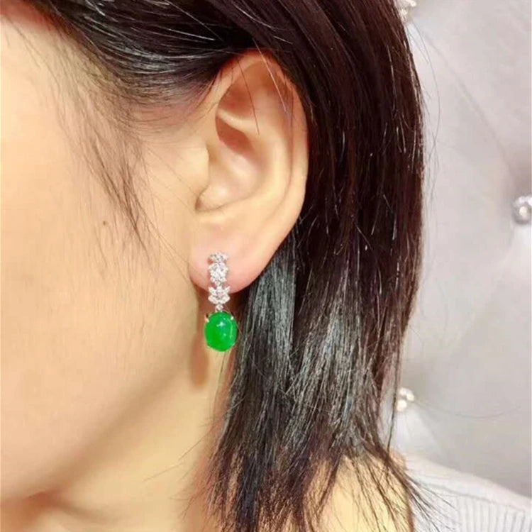 18k Gold South Africa Real Diamond Natural Emerald Drop Earrings for Women Gemstone Top Quality Emerald Jewelry