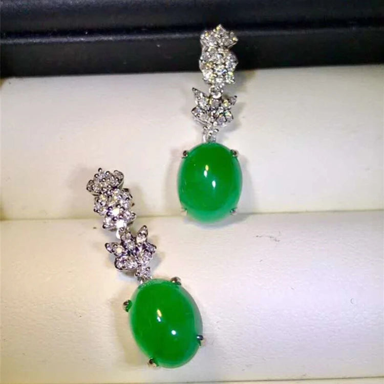 18k Gold South Africa Real Diamond Natural Emerald Drop Earrings for Women Gemstone Top Quality Emerald Jewelry