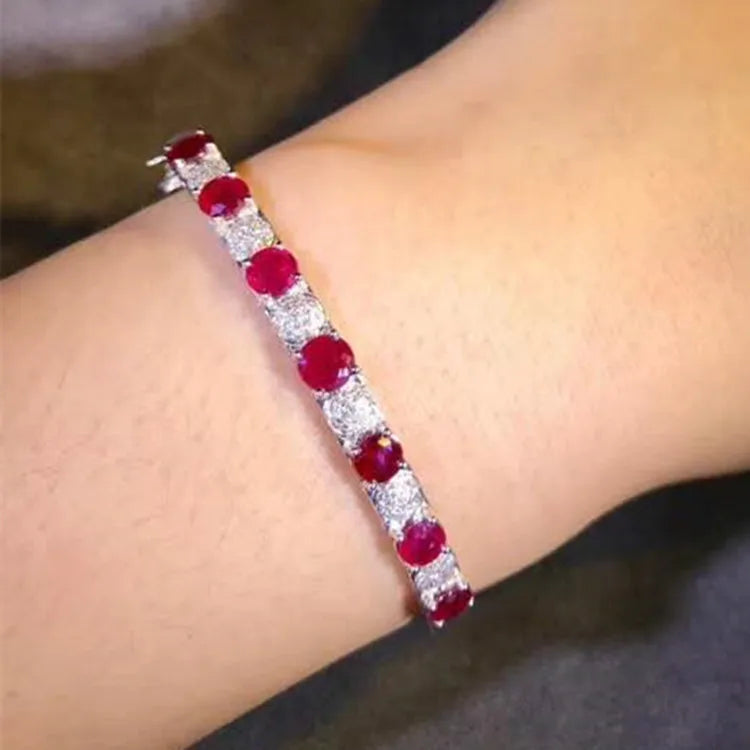 18k Gold Luxury Bridal Jewelry South Africa Real Diamond 4.1ct Mozambique Natural Pigeon Blood Red Ruby Gemstone Bangle Women