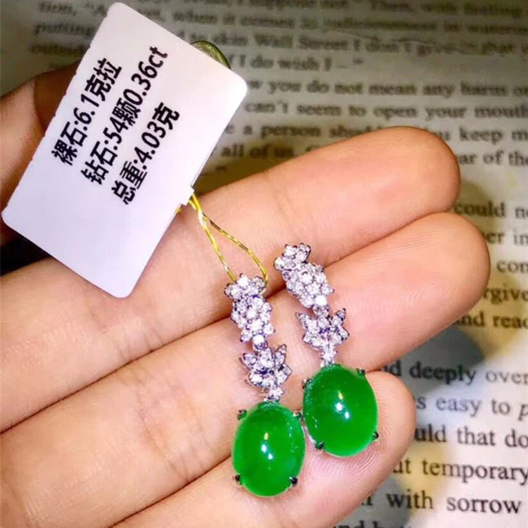 18k Gold South Africa Real Diamond Natural Emerald Drop Earrings for Women Gemstone Top Quality Emerald Jewelry