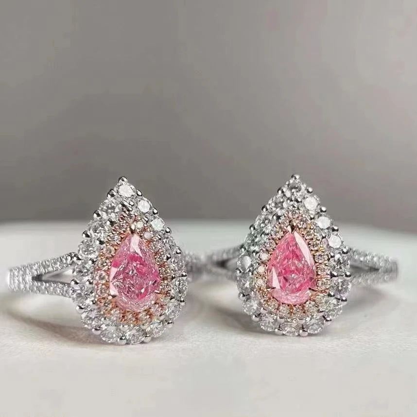 SGARIT Fine Jewelry 5.26g 18k Gold 0.528ct Fancy Pink Real Diamond Ring Jewellery for Woman Engagement Wholesale