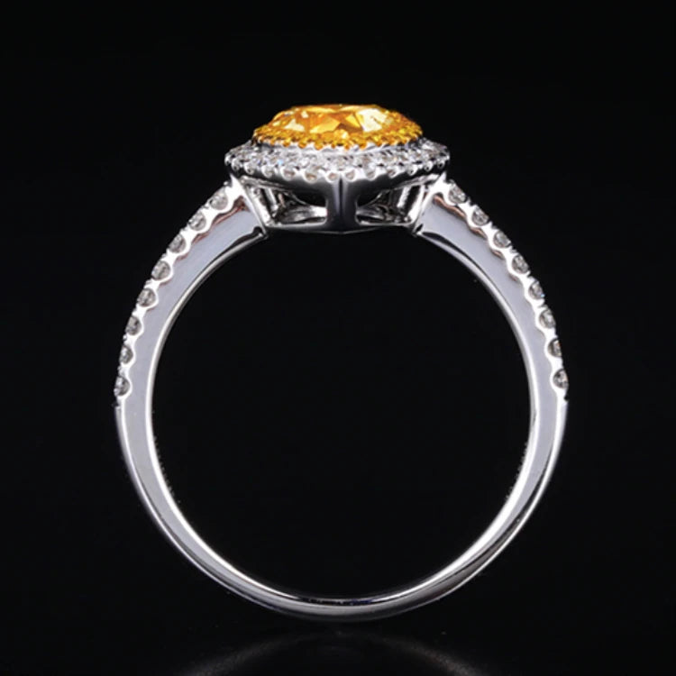 Hot Sale SGARIT 18k Real Gold Heart Ring Jewelry With Third Party Certificate 1ct VS Natural Yellow Diamond Ring