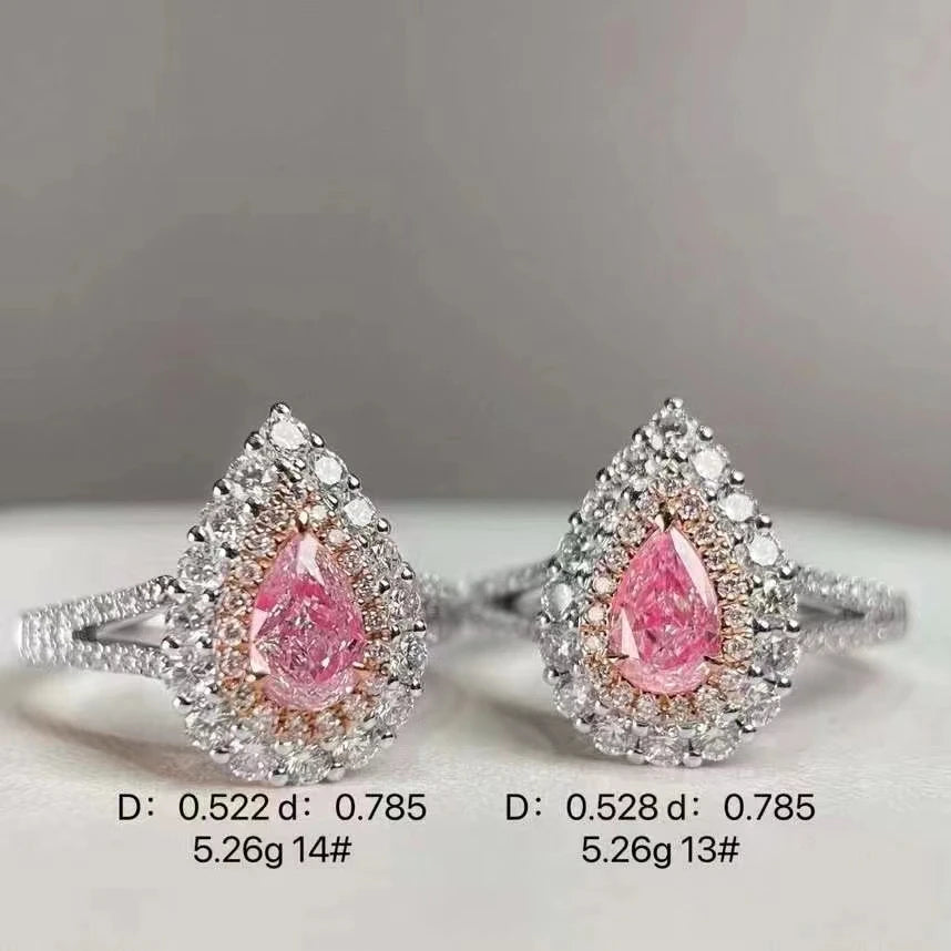 SGARIT Fine Jewelry 5.26g 18k Gold 0.528ct Fancy Pink Real Diamond Ring Jewellery for Woman Engagement Wholesale