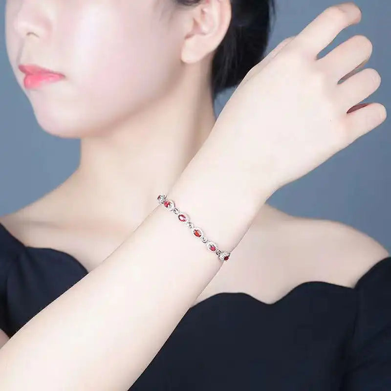 SGARIT 18K White Gold Vintage Ruby & Diamond Bracelet – 2.45CT (GRC Certified)