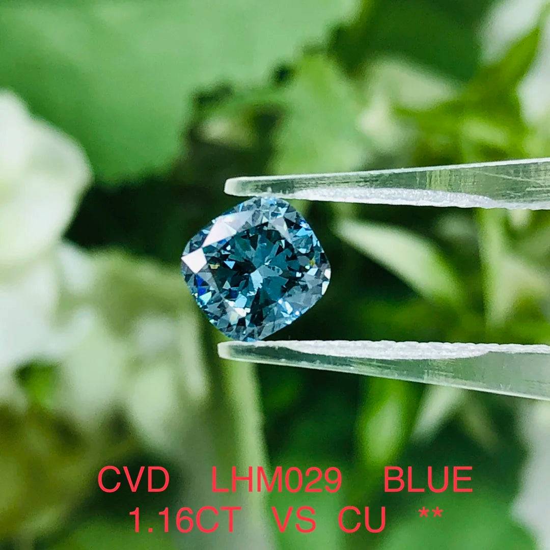 1ct 2ct Cushion Fancy Color CVD Lab Grown Blue Diamond