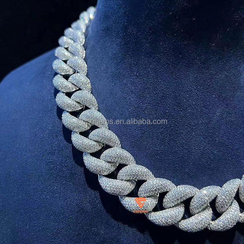 Hip-Hop 6-Row 23mm Dual-Tone Gold Plated Moissanite Cuban Chain