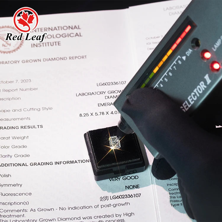 Redleaf Diamond IGI GIA Certificate 1CT 2 Carat Emerald Cut Loose Synthetic Lab Created HPHT CVD Lab Grown Diamond
