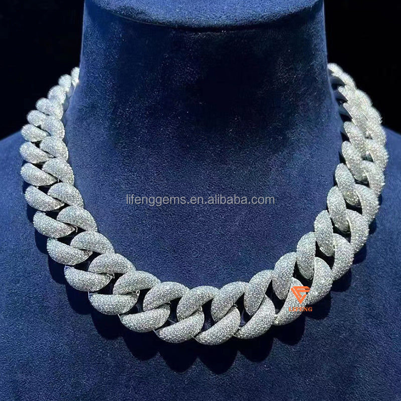 Hip-Hop 6-Row 23mm Dual-Tone Gold Plated Moissanite Cuban Chain