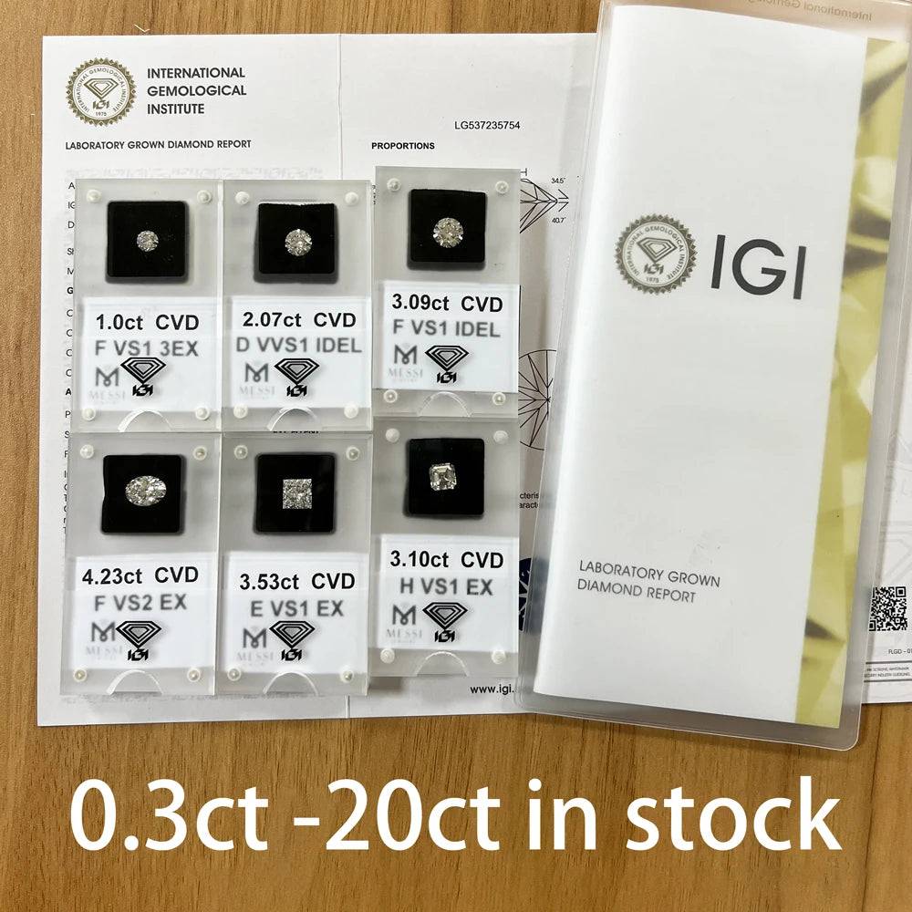 5%Discount D VVS Color 1CT 1.5CT 2CT 3CT 4CT 5CT 6CT 7CT Loose CVD Synthetic Wholesale IGI GIA Certified Lab Grown Diamond
