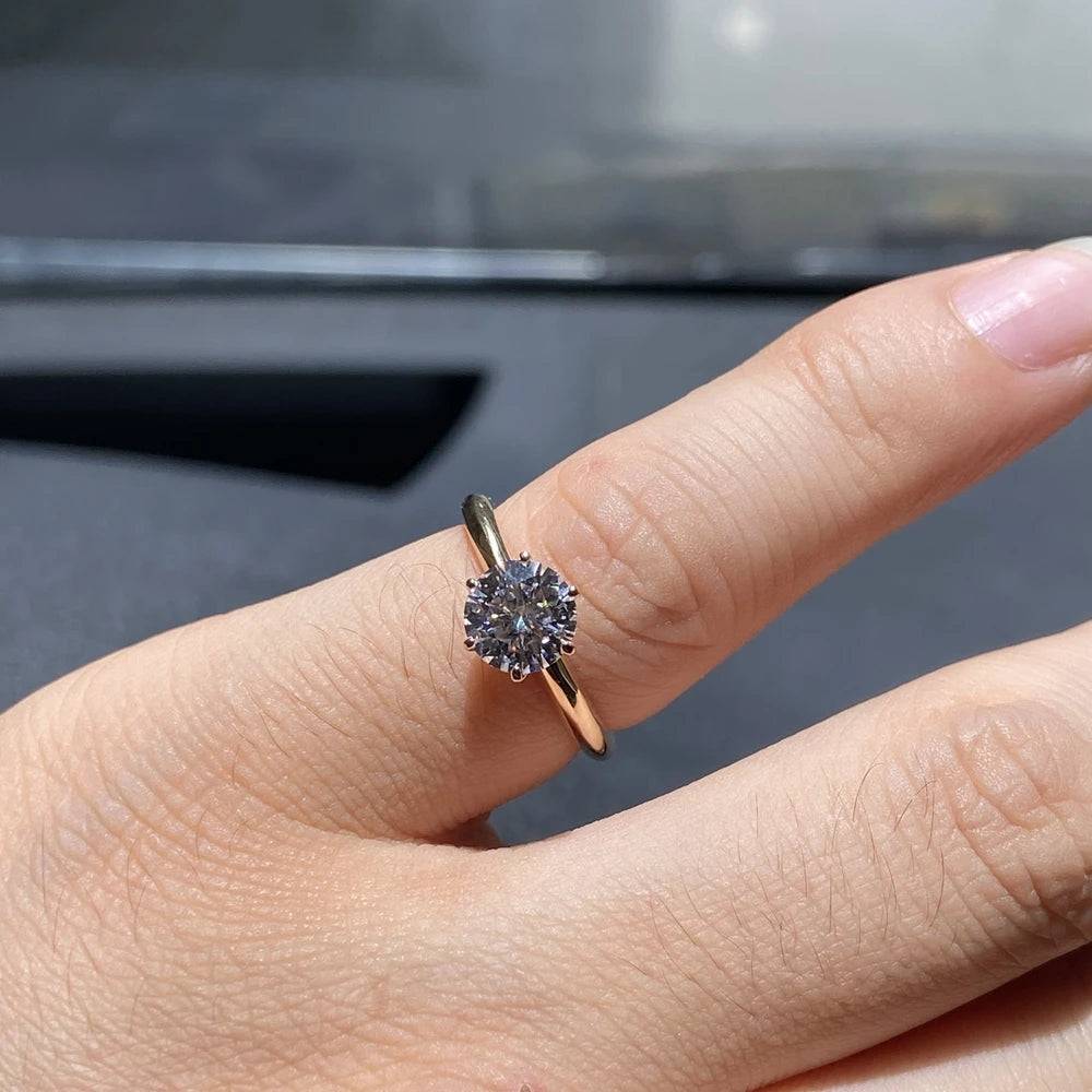 Meisidian 18K White Solid Gold 1 2 Carat FG VS Lab CVD Diamond Engagement Ring for Women