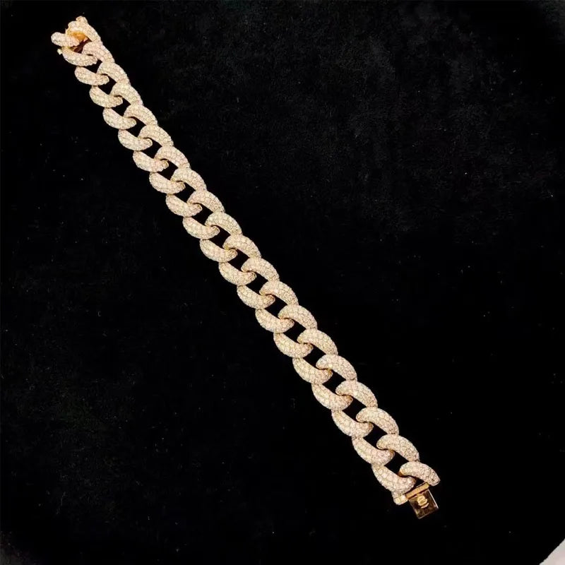 Three-dimensional three-row bracelet 18K gold diamond bracelet real - The Sparkling Squirrels & Co.
