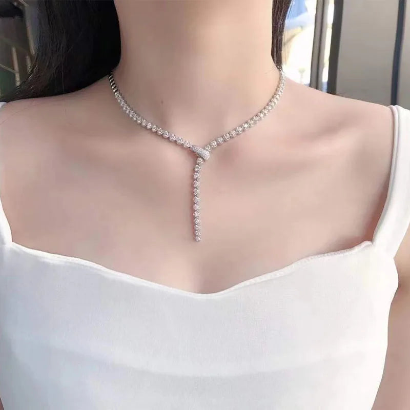 European and American trend ins bubble large set chain 18k gold natural diamond pendant clavicle chain 3.951 carat necklace