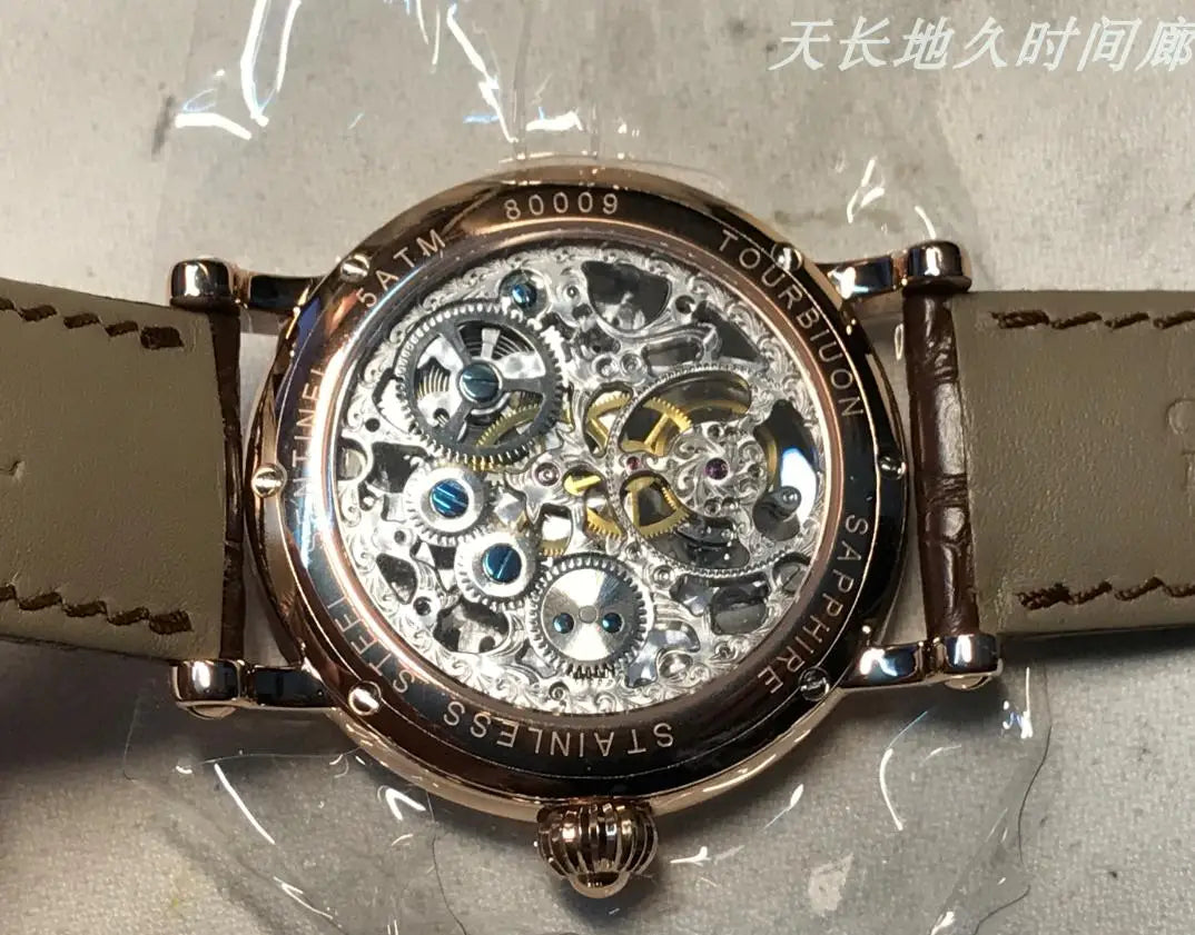 Tourbillon Movement 8000K Watch Hollow Tourbillon Mechanical Men's Watch Crocodile Leather Waterproof automatic watch men