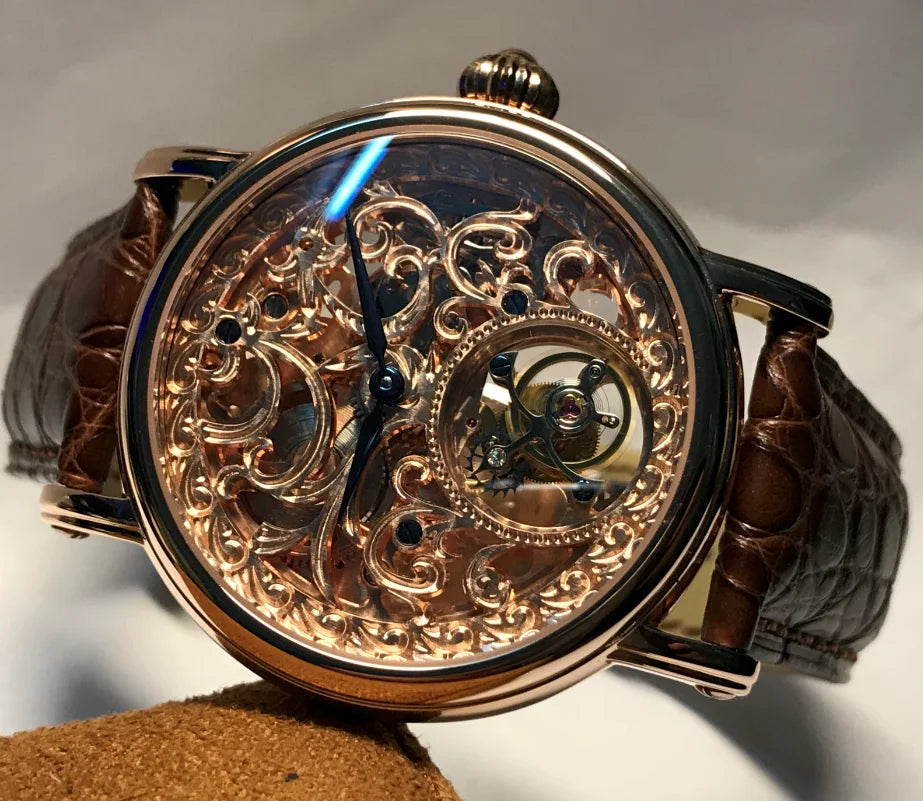 Tourbillon Movement 8000K Watch Hollow Tourbillon Mechanical Men's Watch Crocodile Leather Waterproof automatic watch men
