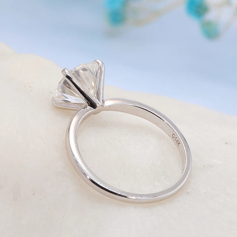 Anello da donna AEA in oro bianco 14 carati con diamanti CVD HPHT coltivati in laboratorio, di lusso, per feste di nozze, regalo di alta gioielleria con certificato IGI.
