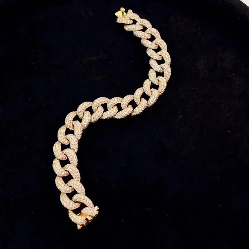 Three-dimensional three-row bracelet 18K gold diamond bracelet real - The Sparkling Squirrels & Co.