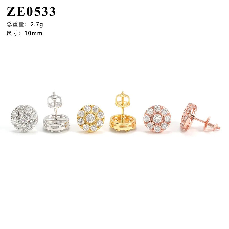 Diamond hair jewelry hot-selling stud earrings 925 silver moissanite classic round earrings, men's and women's versatile manufac
