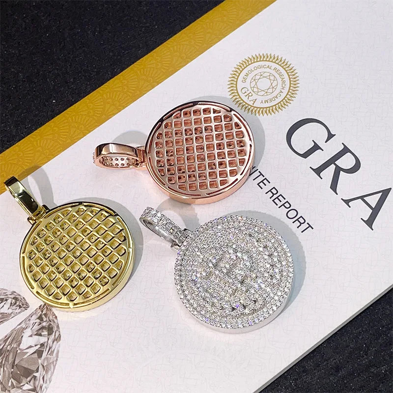 Diamond hair hot-selling bitcoin pendant 925 silver moissanite hip-hop pendant with 6.5mm tennis chain necklace