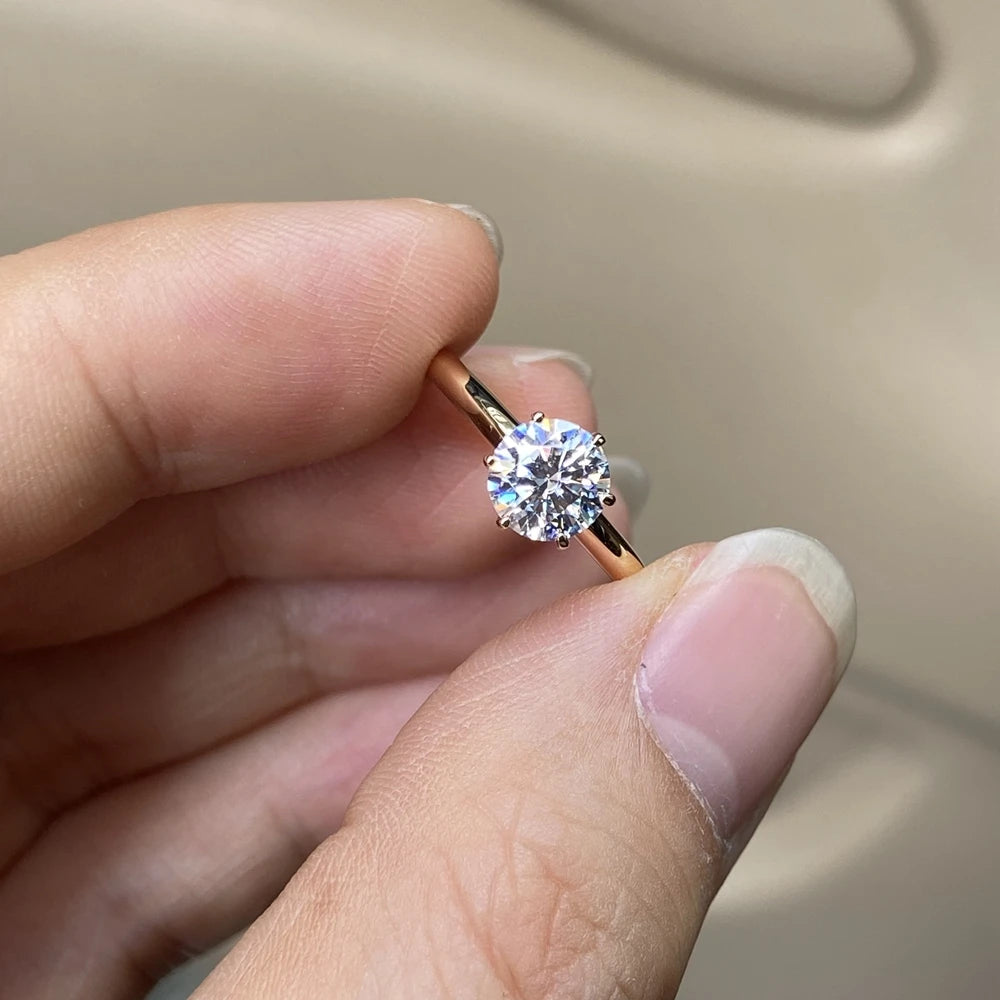 Anello di fidanzamento Meisidian in oro bianco massiccio 18 carati con diamanti FG VS Lab CVD da 1,2 carati per donna