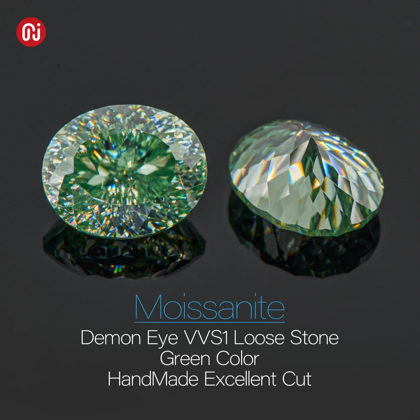 GIGAJEWE Moissanite Customized Demon Eye Cut Green Color Handmade VVS1 Loose Diamond Test Passed Gemstone for Jewelry Making
