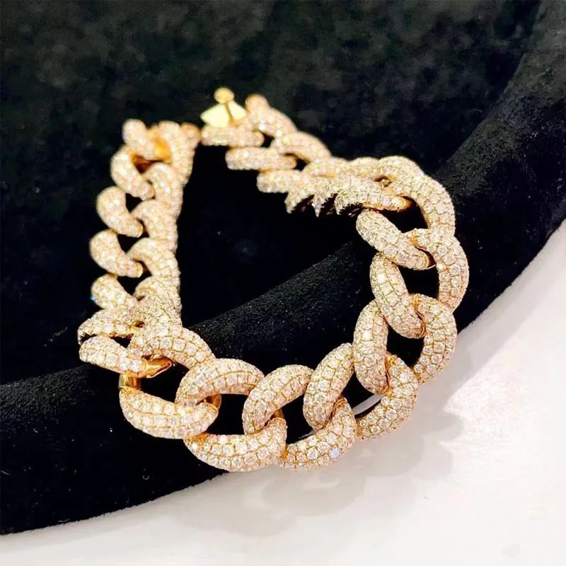 Three-dimensional three-row bracelet 18K gold diamond bracelet real - The Sparkling Squirrels & Co.