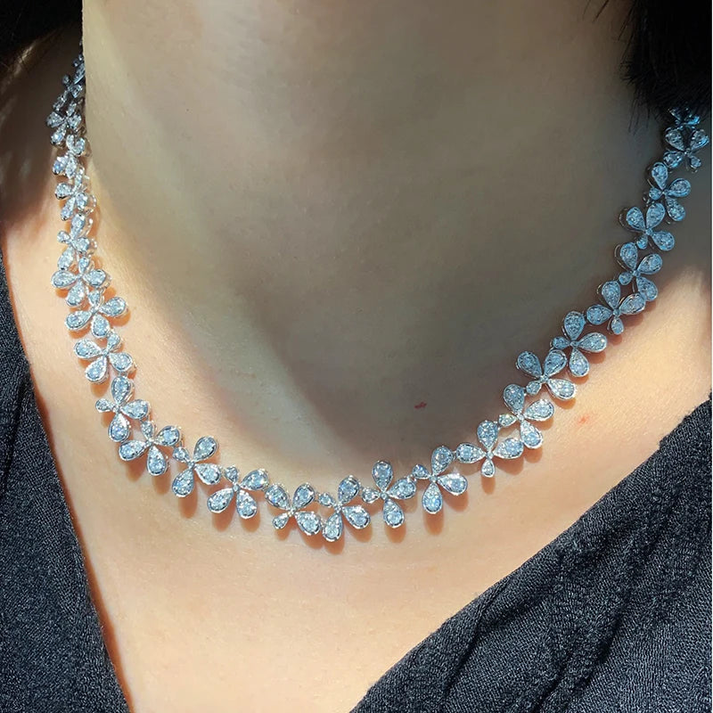 Seraphine’s Starflower: 10 ct Diamond White-Gold Necklace - The Sparkling Squirrels