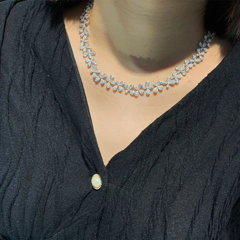 Seraphine’s Starflower: 10 ct Diamond White-Gold Necklace - The Sparkling Squirrels