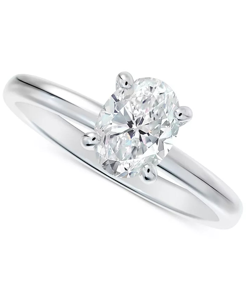 14K white gold ring with 5/8 ct oval-cut diamond solitaire