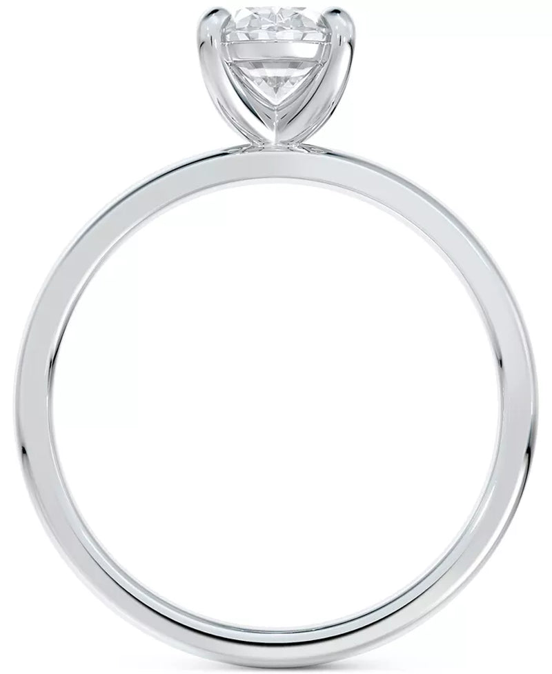 14K white gold ring with 5/8 ct oval-cut diamond solitaire in a rhodium-finished setting