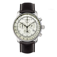 Men's multifunctional luminous watch with quartz movement, black genuine leather strap, and stainless steel case