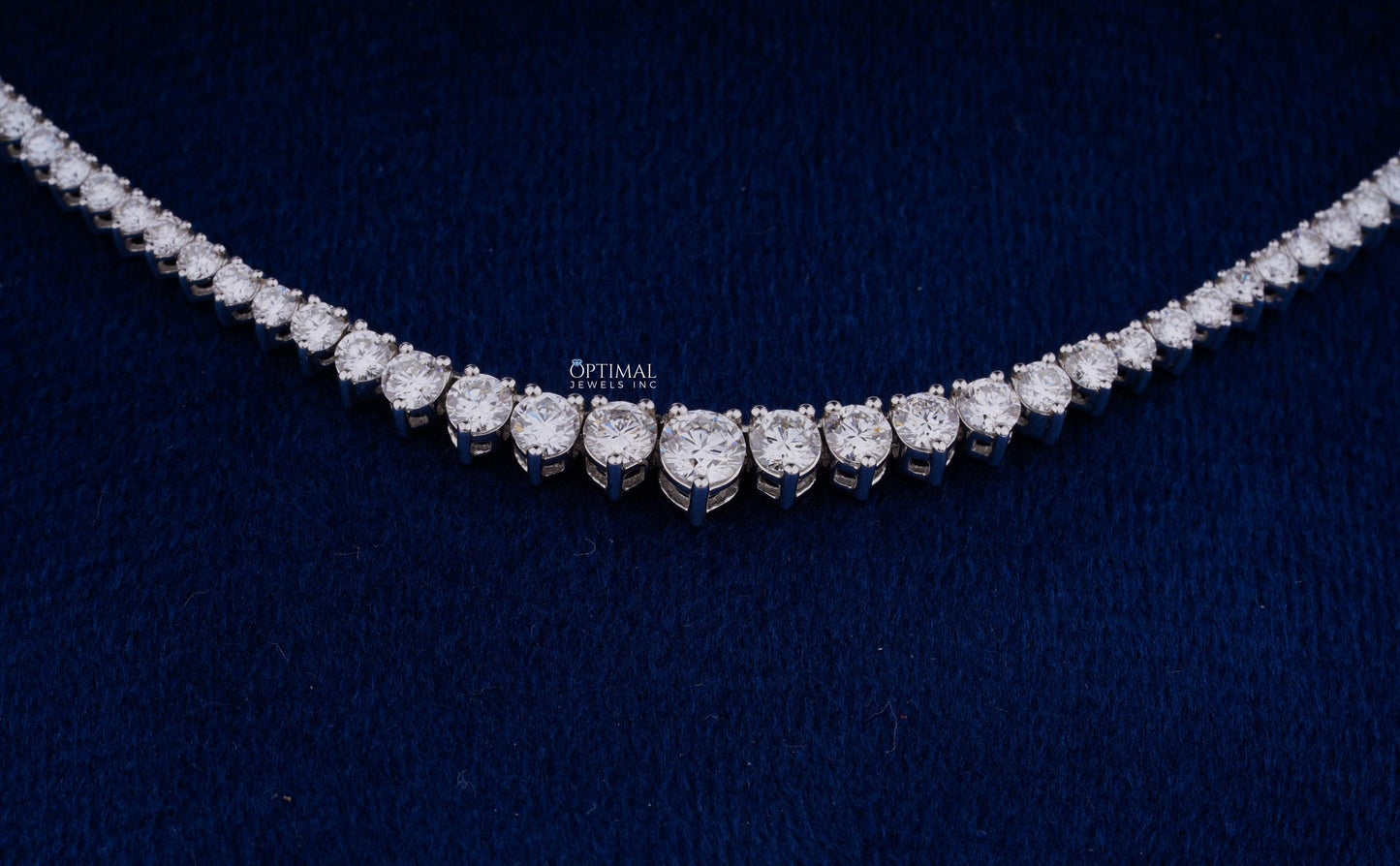 Gorgeous Round Lab Grown Diamond Necklace 20.50 CT Tennis Necklace, - The Sparkling Squirrels & Co.