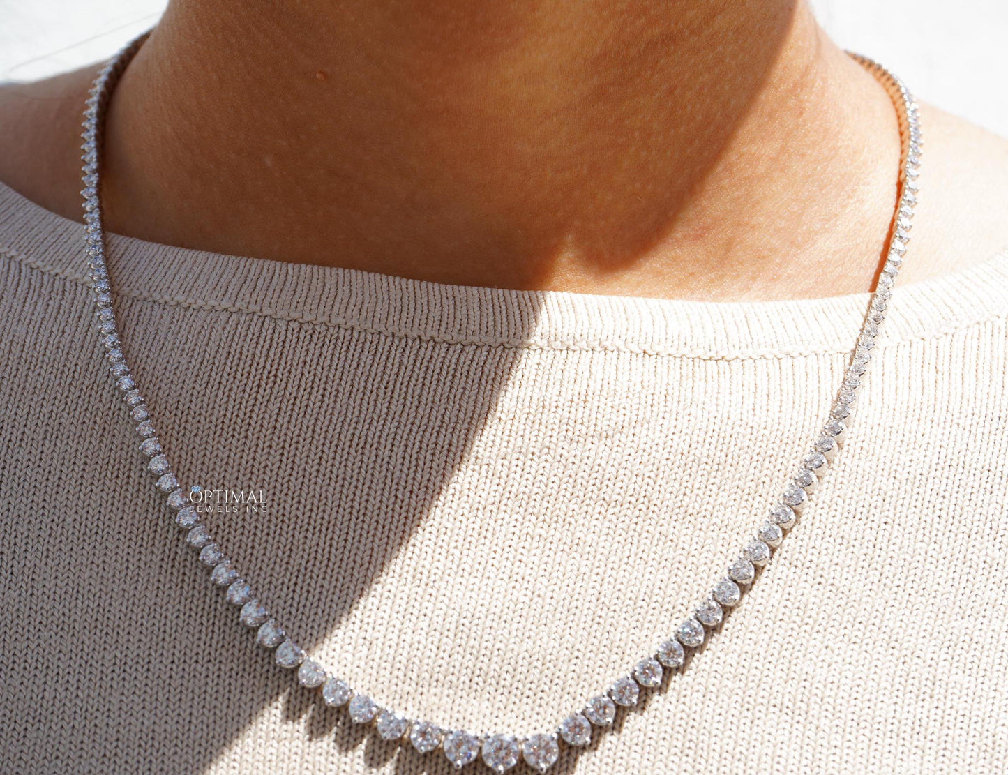 Gorgeous Round Lab Grown Diamond Necklace 20.50 CT Tennis Necklace, - The Sparkling Squirrels & Co.