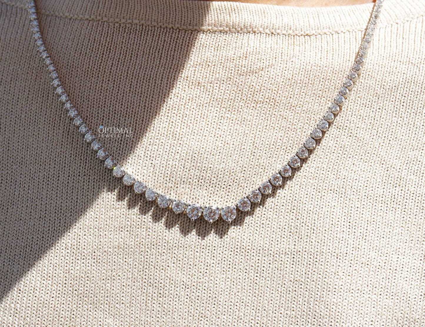 Gorgeous Round Lab Grown Diamond Necklace 20.50 CT Tennis Necklace, - The Sparkling Squirrels & Co.