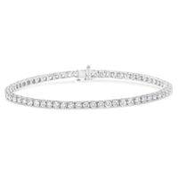 IGI certified diamond 14K white gold 7-inch tennis bracelet with round cut diamonds in four prong settings
