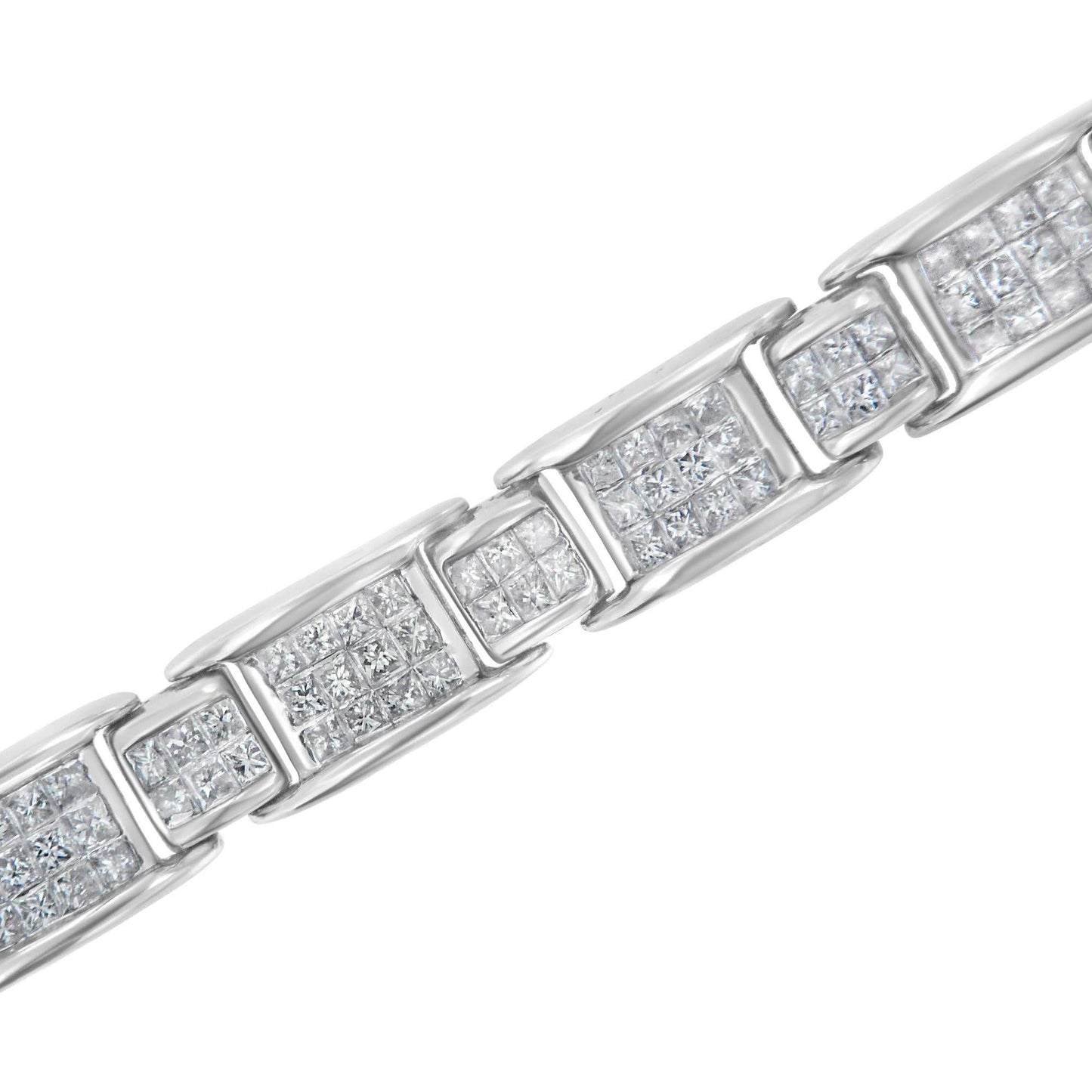 14K White Gold 5.0 Cttw Princess-Cut Diamond Rectangular Alternating Station 7" Tennis Bracelet (G-H Color, SI1-SI2 Clar - The Sparkling Squirrels & Co.