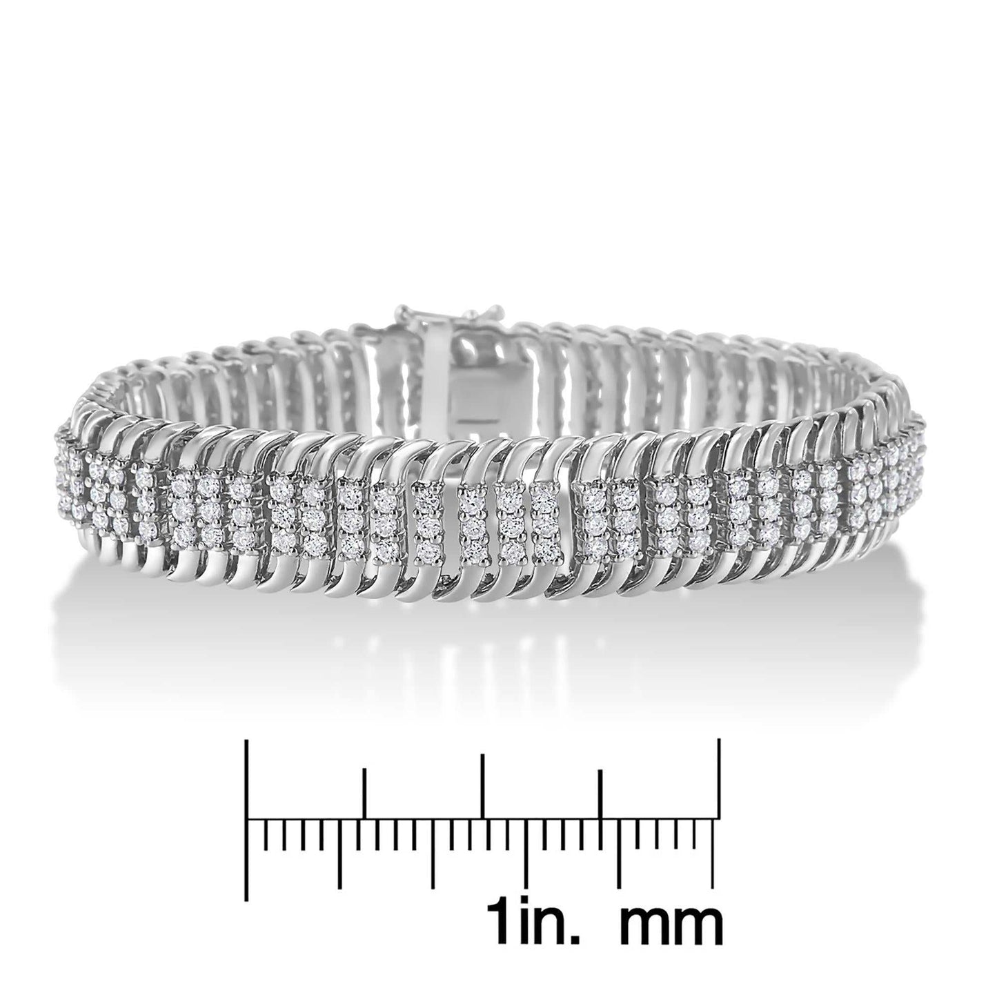14K White Gold 5.0 Cttw Round Brilliant Cut Diamond 7" S Wave Serpentine Tennis Bracelet (H-I Color, I1-I2 Clarity) - The Sparkling Squirrels & Co.