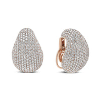 18K rose gold micro-pave diamond sculptural omega back statement earrings with 13.2 cttw diamonds