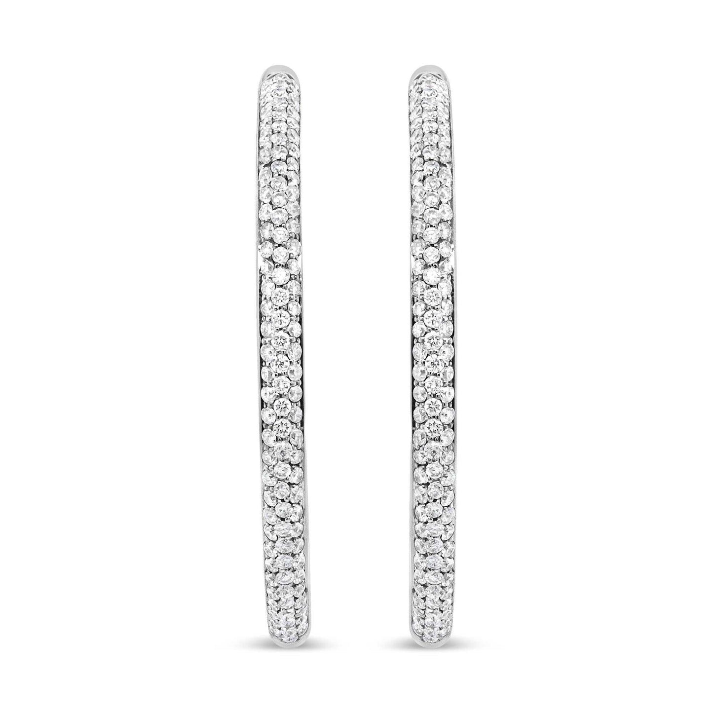 18K White Gold 2.00 Cttw Round-Cut Diamond Inner-Outer Hoop Earrings (F-G Color, VS1-VS2 Clarity) - The Sparkling Squirrels & Co.