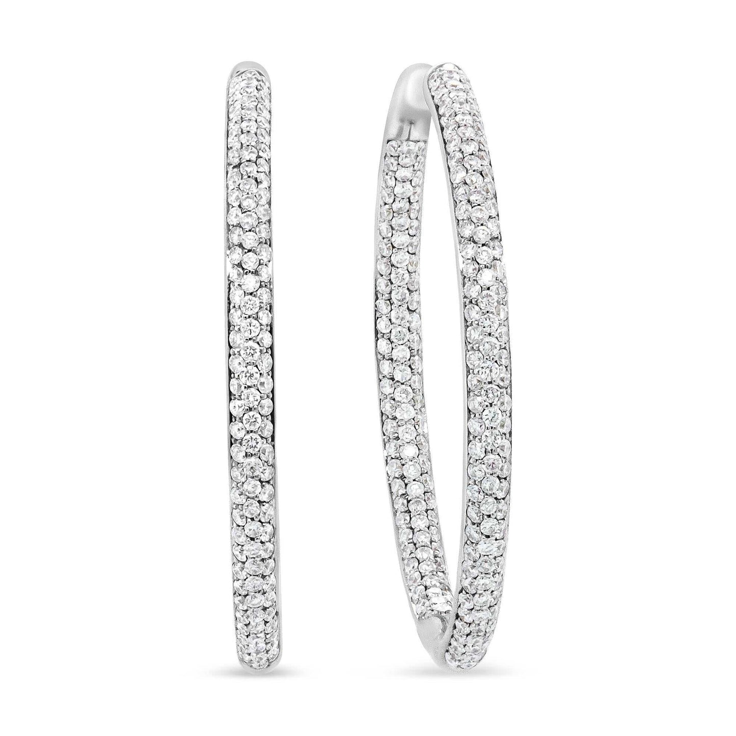 18K White Gold 2.00 Cttw Round-Cut Diamond Inner-Outer Hoop Earrings (F-G Color, VS1-VS2 Clarity) - The Sparkling Squirrels & Co.