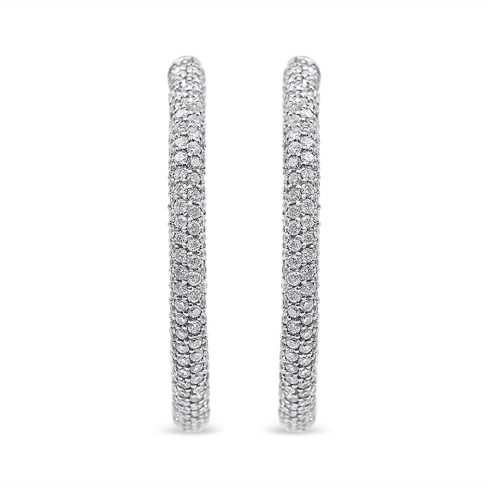 18K White Gold 2 1/3 Cttw Pave Set Diamond Semi Eternity Leverback Hoop Earrings (F-G Color, VS1-VS2 Clarity) - The Sparkling Squirrels & Co.