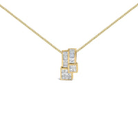 14K yellow gold geometric pendant necklace with baguette and princess-cut diamonds, H-I color, VS1-VS2 clarity on an 18-inch box chain