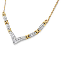 V-Shimmer Dual Gold Diamond Necklace in 14k white and yellow gold with 1CTTW diamonds and unique V design
